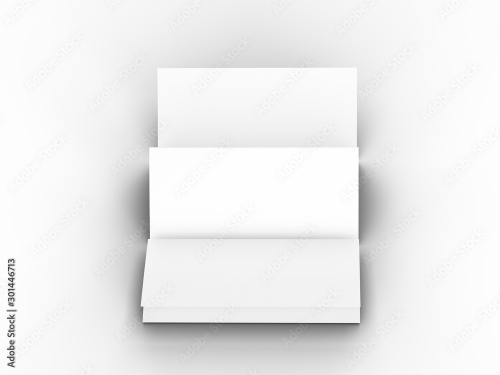 Brochure in A4 format folded to three - mockup. 3d illustration Brochure in A4 format folded to three - mockup. 3d illustration