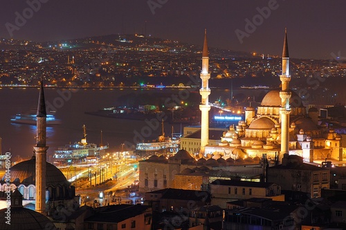 Bosphorus from Suleymaniye. New mosque from Suleymaniye district.