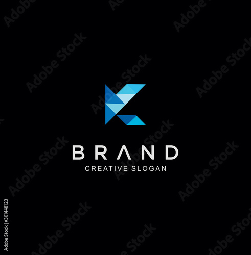 Letter K Tech Logo . Letter K Logo Polygonal Style Stock Vector . Letter K Logo Icon Mosaic Pattern Stock Vector
