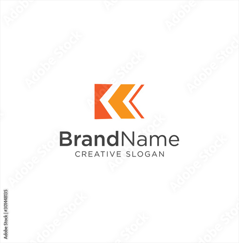 letter k logo square Design Inspiration Vector Illustration. Letter k arrow logo design Vector