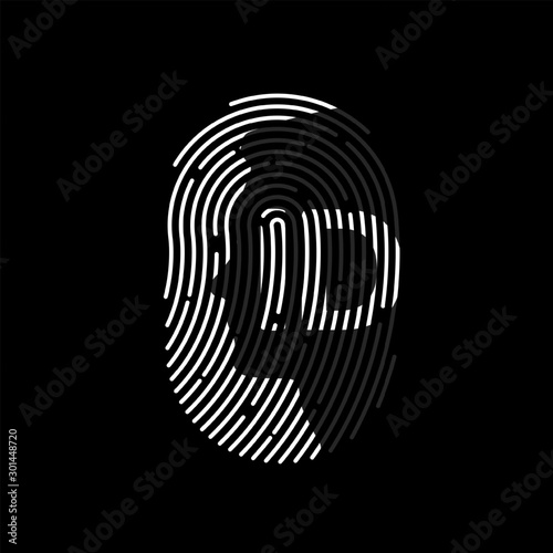 Fingerprint man or human silhouette. Digital security authentication concept. Biometric authorization. Identification. id