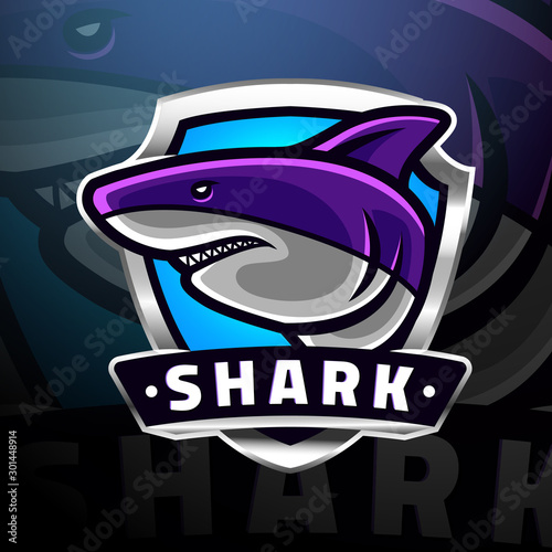 Shark and shield logo esport
