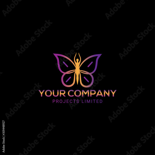 Canvas Print Realistic colorful butterfly logo template design