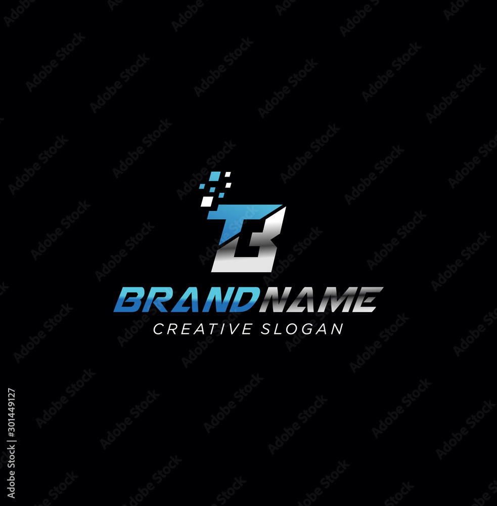 Obraz premium Letter TB B T Tech Logo Design Vector . Letter B T Digital logo Inspiration Vector Illustration .
