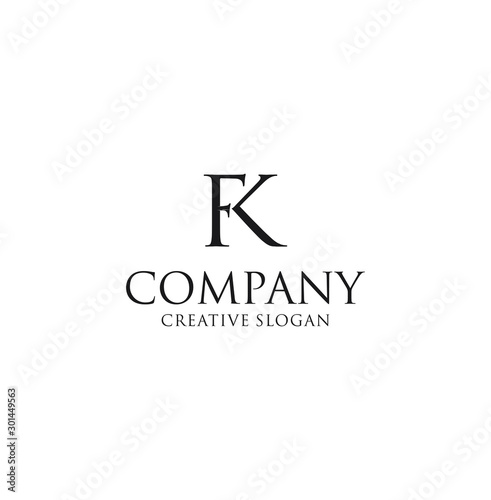 Monogram Letter F K Logo Design Inspiration Vector Illustration © blueberry 99d