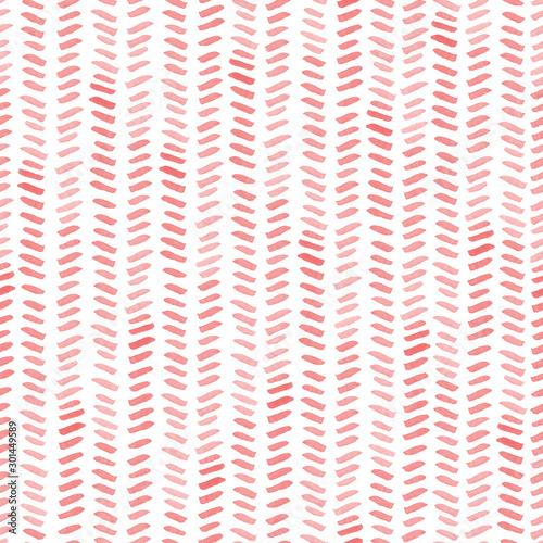 Seamless red watercolor pattern on white background. Watercolor seamless pattern with lines and stripes.