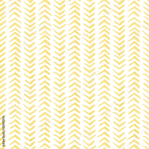 Seamless yellow watercolor pattern on white background. Watercolor seamless pattern with arrows.