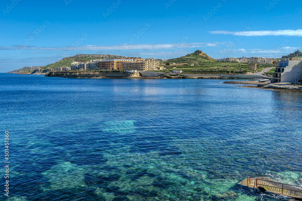 View of Marsalforn Bay on Gozo island, Malta, Europe