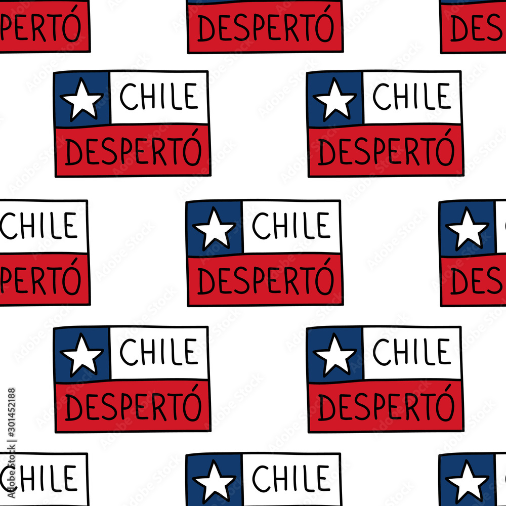 Fototapeta premium Chile woke up seamless doodle pattern, vector illustration