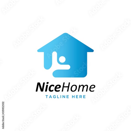 Human with house logo design vector template