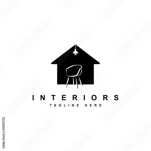 Interior logo design illustration.House and furniture symbol vector template