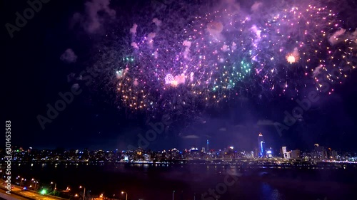 Mid-Autumn Festival Fireworks Show at Dadaotun Wharf, Taipei, Taiwan