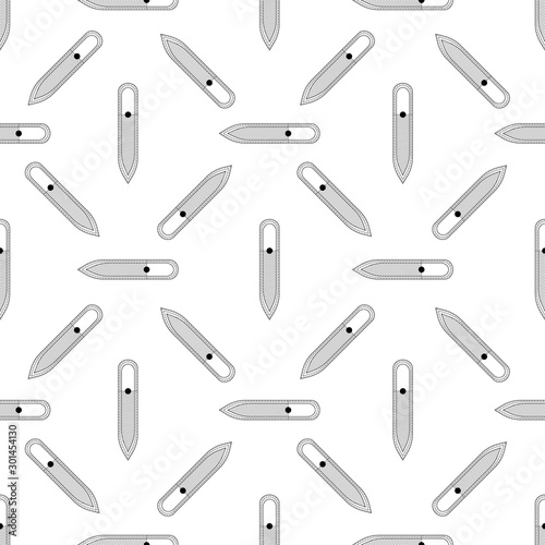 Seamless pattern nail file. Vector texture black on a white background. Thin lines symbol. Design for banner, flyer, poster or print, websites, web design, mobile app on white background.