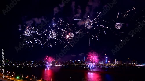 Mid-Autumn Festival Fireworks Show at Dadaotun Wharf, Taipei, Taiwan