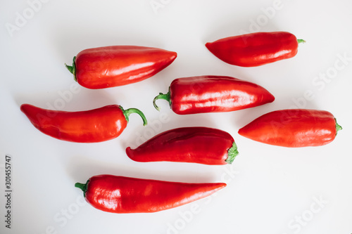 Red peppers (capsicum) isolated on white background 