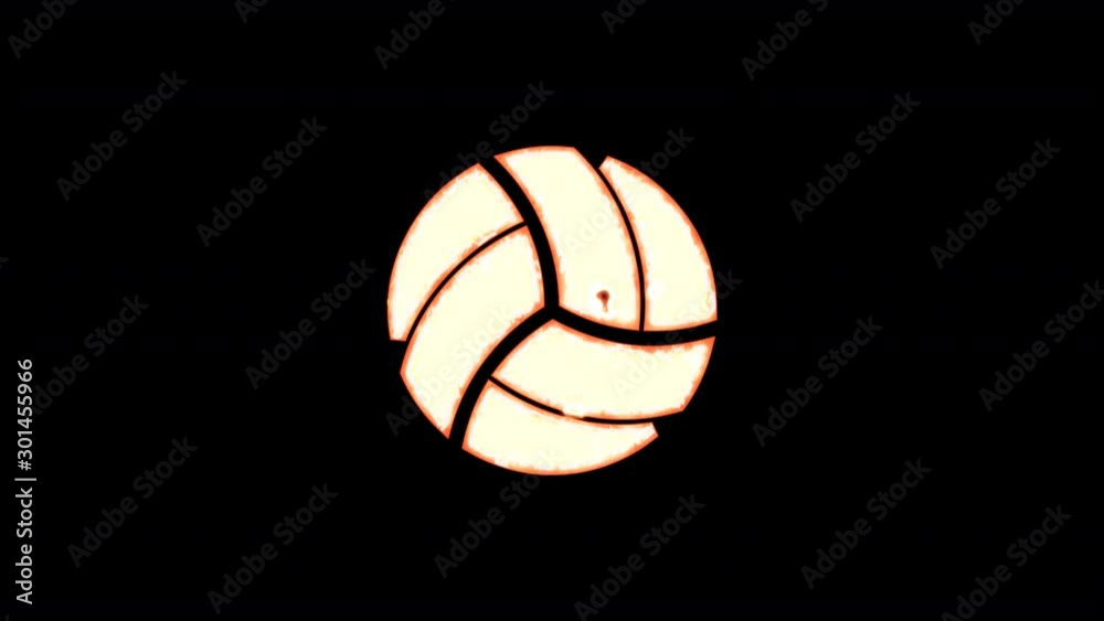 Symbol volleyball ball burns out of transparency, then burns again. Alpha channel Premultiplied - Matted with color black Symbol volleyball ball burns out of transparency, then burns again. Alpha channel Premultiplied - Matted with color black
