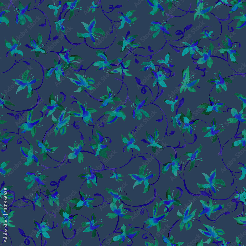 Illustration watercolor. Seamless pattern. Flowers