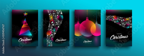 Christmas New Year color holographic neon card set