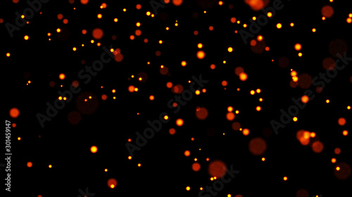 Dust sparkling golden particles. Shiny Christmas background. Fantastic llustration. 3d rendering.