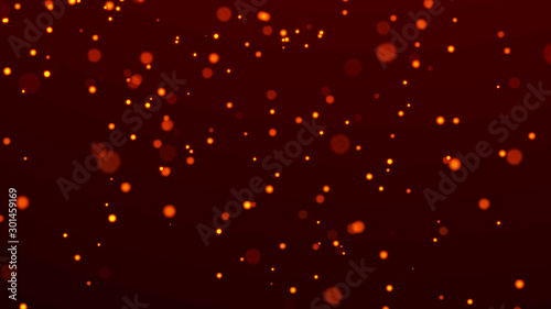 Dust sparkling golden particles. Shiny Christmas background. Fantastic llustration. 3d rendering.