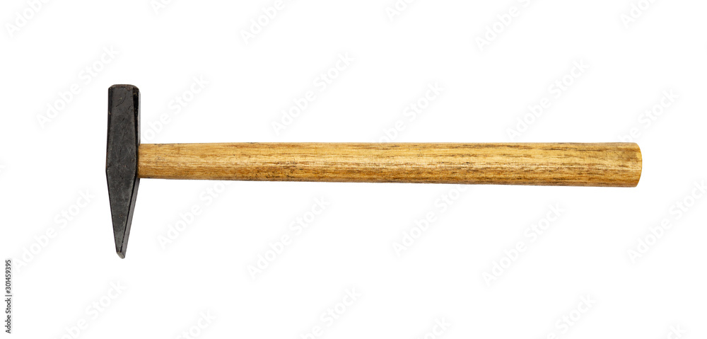 Gavel with a wooden handle, on a white background. Gavel with a wooden handle, on a white background.