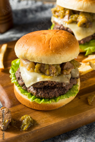 Homemade Colorado Pork Green Chili Hamburger