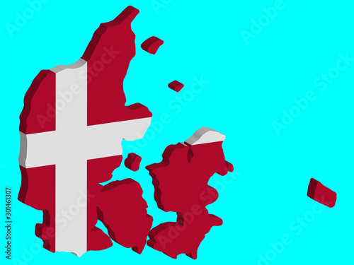 3D Denmark map flag Vector illustration. EPS10