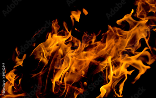 Closeup image of bonfire on black background © Denius