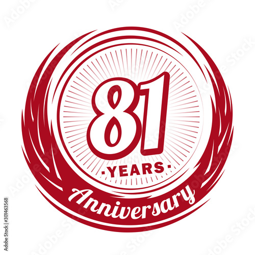 Eighty-one years anniversary celebration logotype. 81st anniversary logo. Vector and illustration.