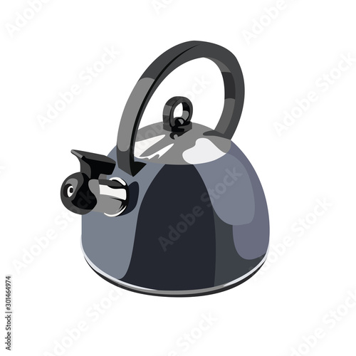 Kettle grey realistic vector illustration isolated