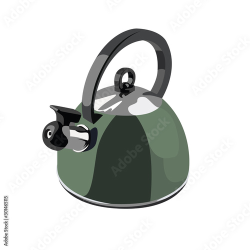 Kettle green realistic vector illustration isolated