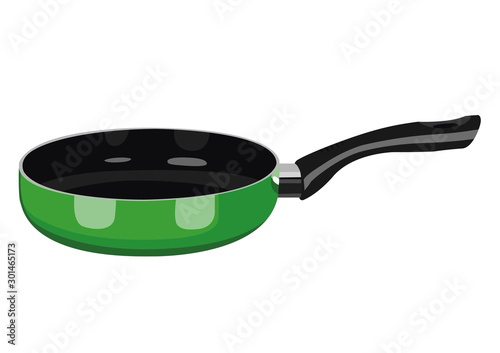 Fotótapéta Frying pan green realistic vector illustration isolated