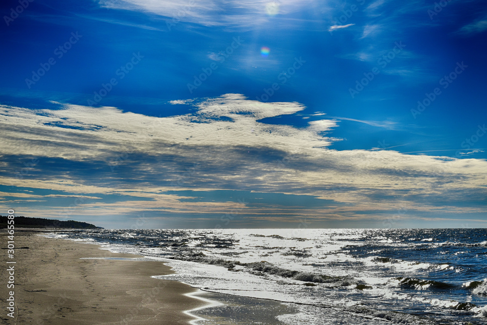 warm cloudless day on the beach. Baltic sea landscape in Poland warm cloudless day on the beach. Baltic sea landscape in Poland