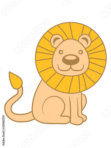 löwe mähne katze großkatze tiger männlich savanne könig natur wild wildnis jäger süß niedlich kind baby comic cartoon clipart design