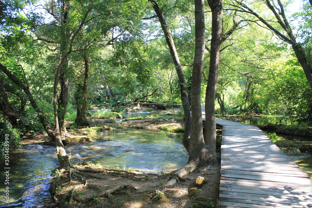 Wooden footbridge in the natural Park Krka Wooden footbridge in the natural Park Krka