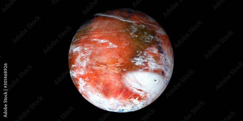 Water on Mars like Planet. Shot from space. Elements of this image are furnished by NASA Water on Mars like Planet. Shot from space. Elements of this image are furnished by NASA