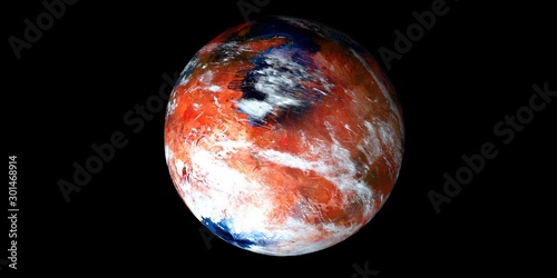Water on Mars like Planet. Shot from space. Elements of this image are furnished by NASA