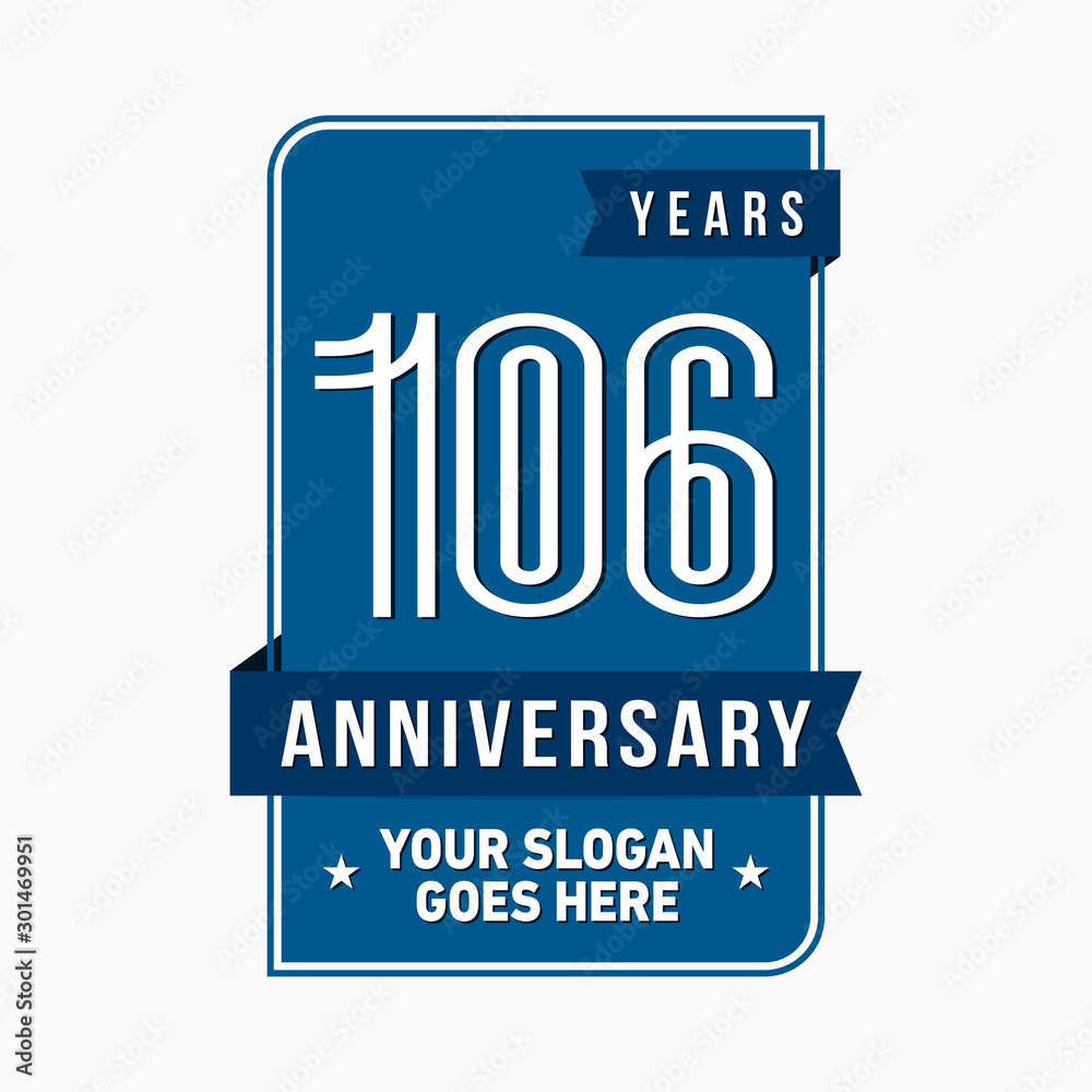 106 years anniversary design template. One hundred and six years celebration logo. Vector and illustration. 106 years anniversary design template. One hundred and six years celebration logo. Vector and illustration.