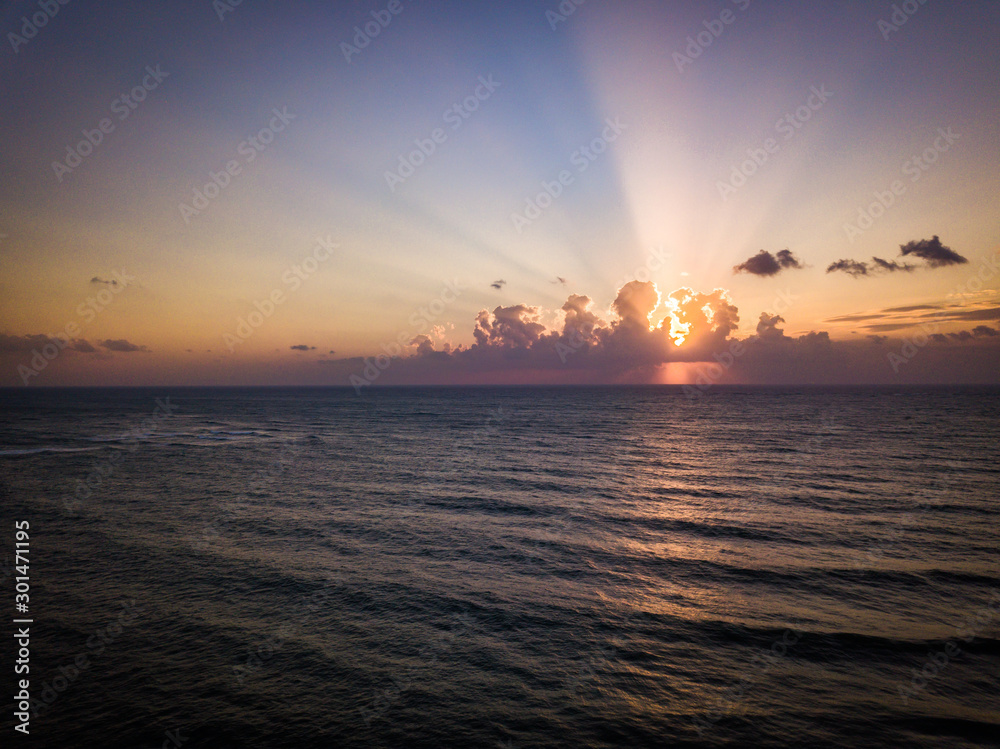 Sunrise of the Indian ocean on the Swahili coast.