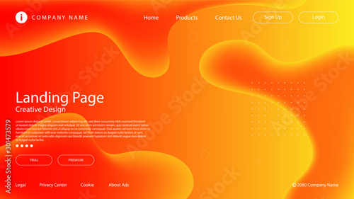 Abstract modern graphic element. Dynamical colored forms and waves. Gradient abstract banner with flowing liquid shapes. Template for the design of a website landing page or background.