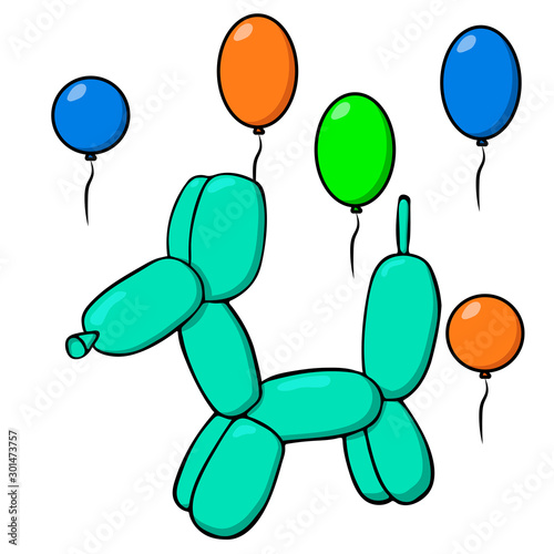 balloon dog with balloons for party. isolated vector illustration