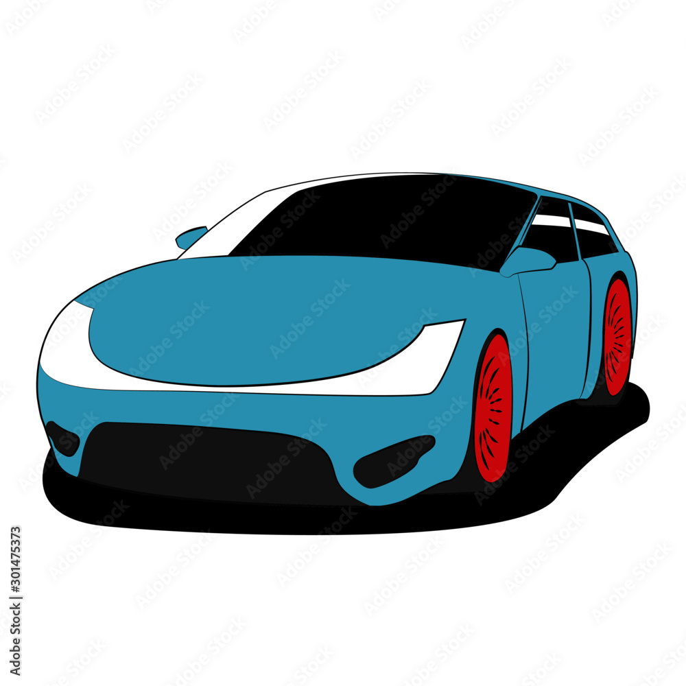 Hatchback blue vector illustration isolated Hatchback blue vector illustration isolated