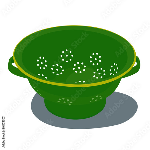 Colander isolated green vector illustration isolated