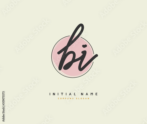 B I BI Beauty vector initial logo, handwriting logo of initial signature, wedding, fashion, jewerly, boutique, floral and botanical with creative template for any company or business.