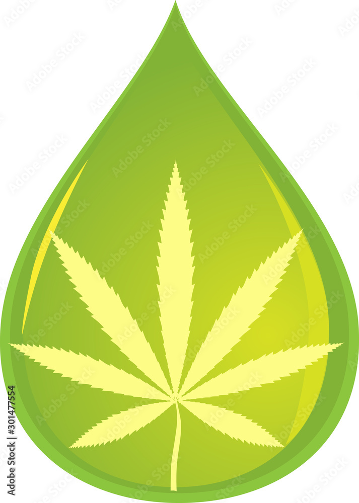 Cannabis plant leaf in a drop representing CBD oil, EPS 8 vector illustration, no transparencies Cannabis plant leaf in a drop representing CBD oil, EPS 8 vector illustration, no transparencies