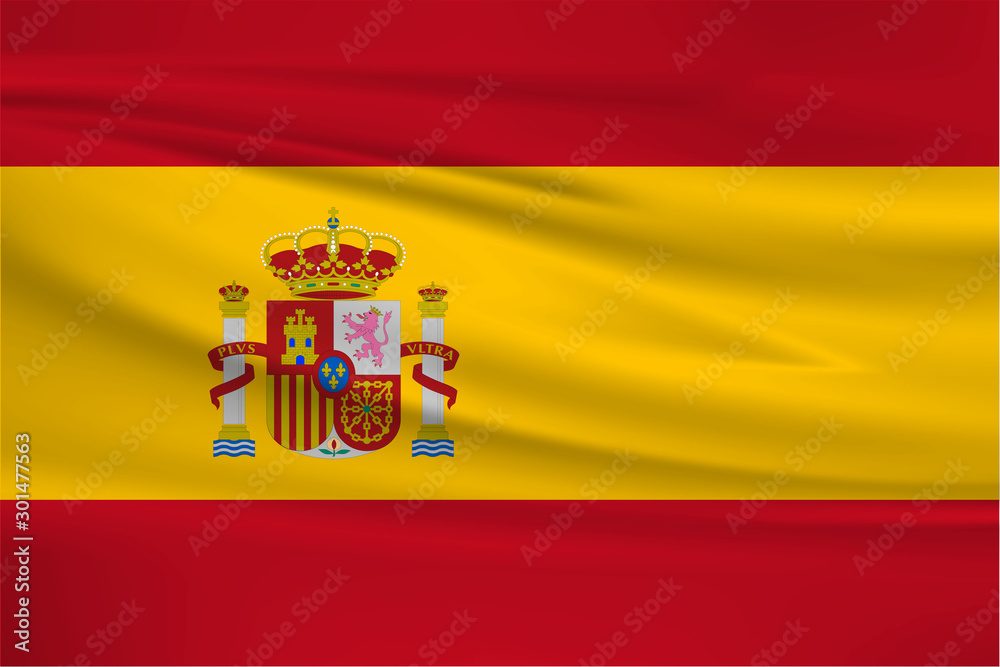 Illustration of a waving flag of the Spain Illustration of a waving flag of the Spain
