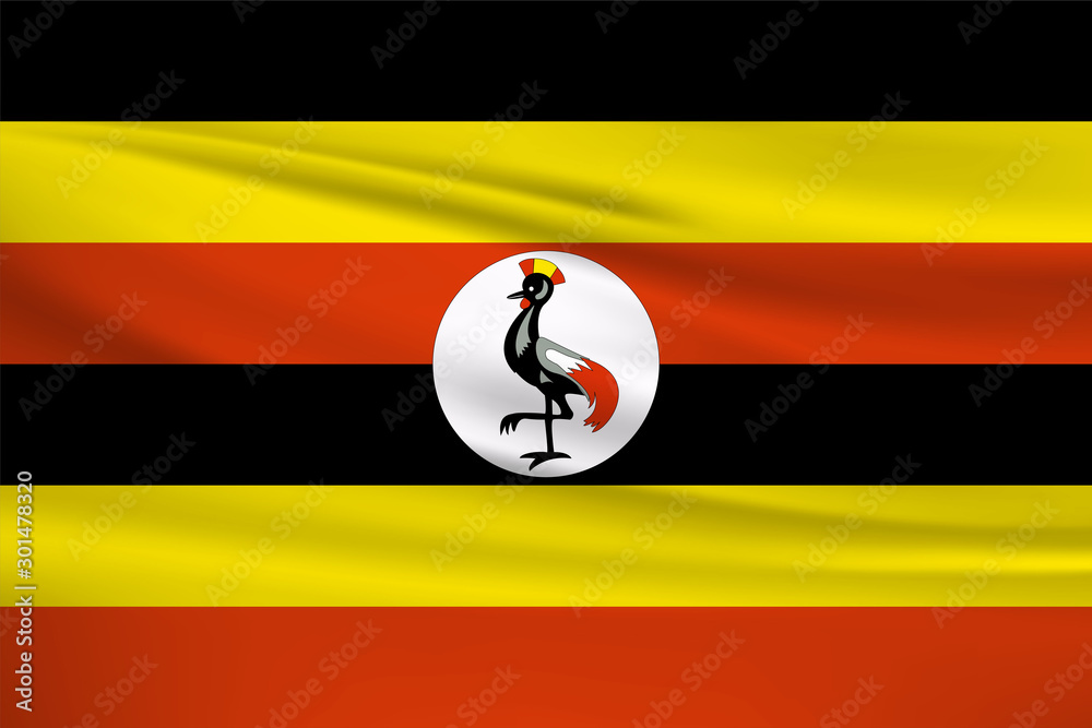 Obraz premium Illustration of a waving flag of the Uganda