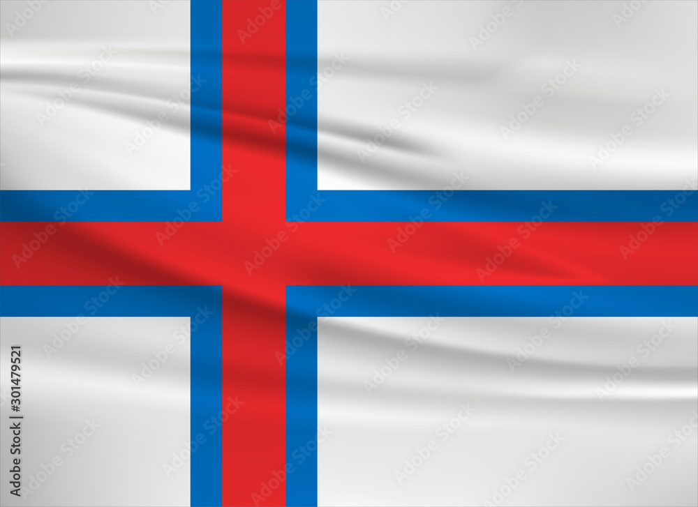 Illustration of a waving flag of the Faroe Islands Illustration of a waving flag of the Faroe Islands