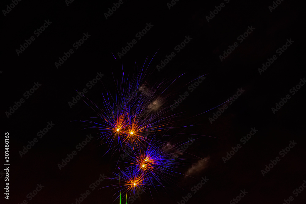 Fireworks display night in London, UK