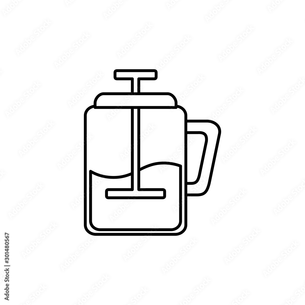 Isolated coffee french press icon line design Isolated coffee french press icon line design